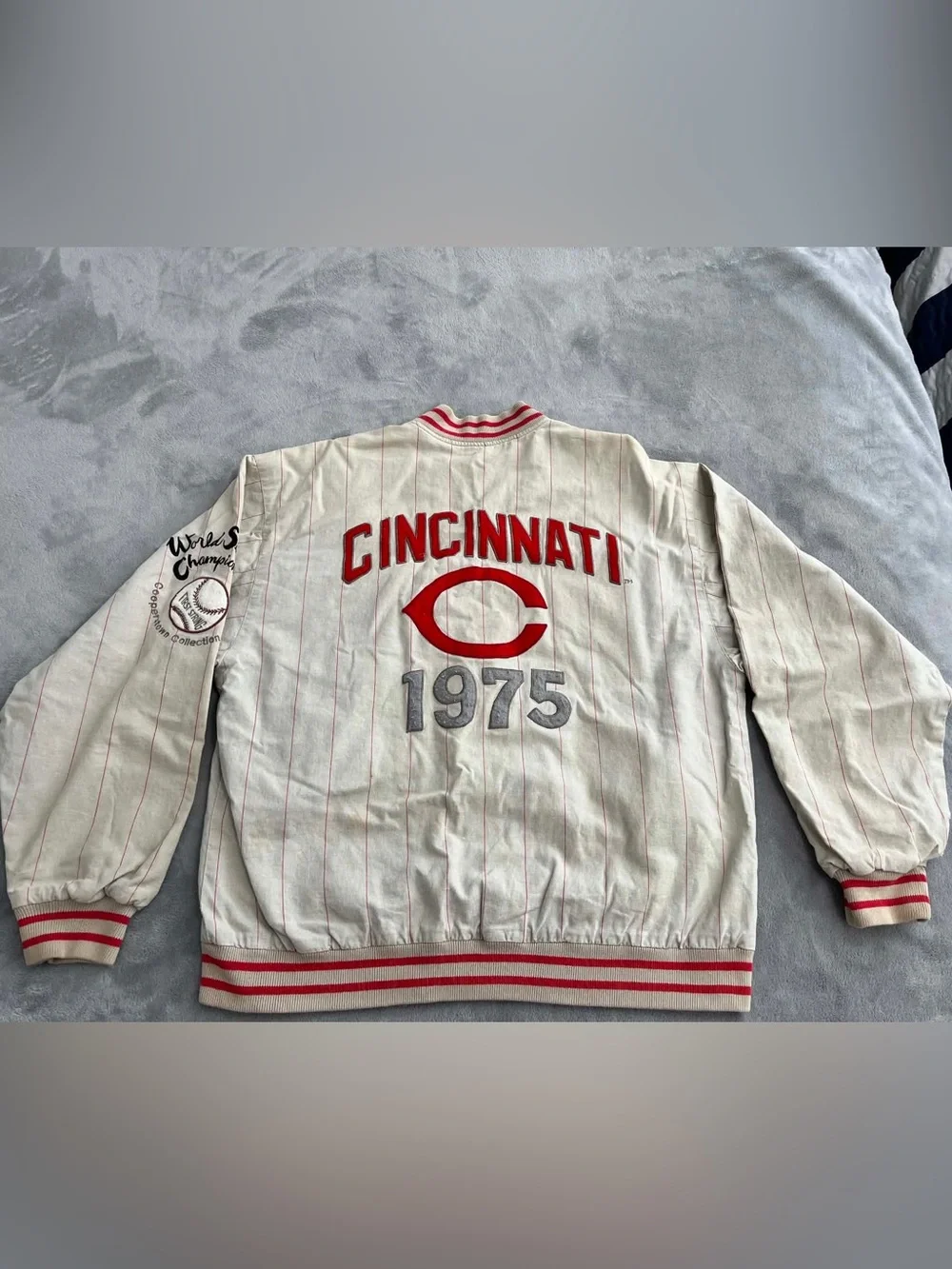 Cincinnati Reds Vintage White & Red Baseball Jacket